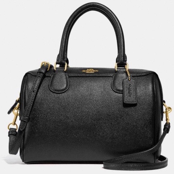 Coach Black Mini Bennett Crossgrain Leather Crossbody Satchel - Picture 1 of 8